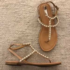 INC Nude Pearl Sandals